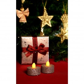 Set candele cu LED, glitter argintiu - CD 2/SX